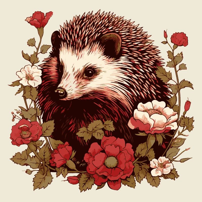 Hérisson dans la mer de fleurs