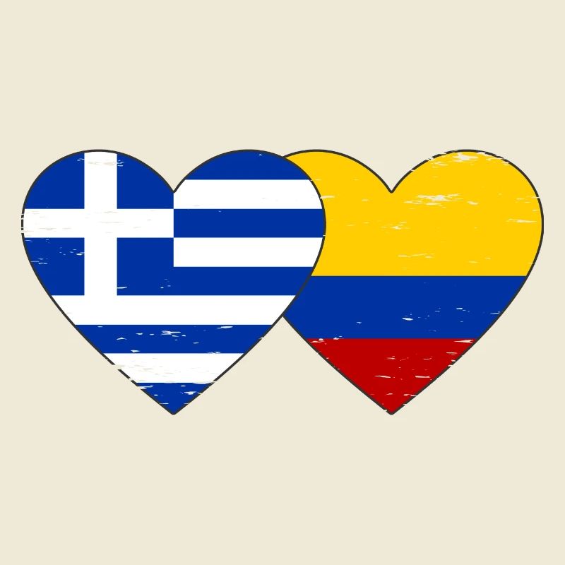 Grèce Colombie Drapeau Coeur Utilisé