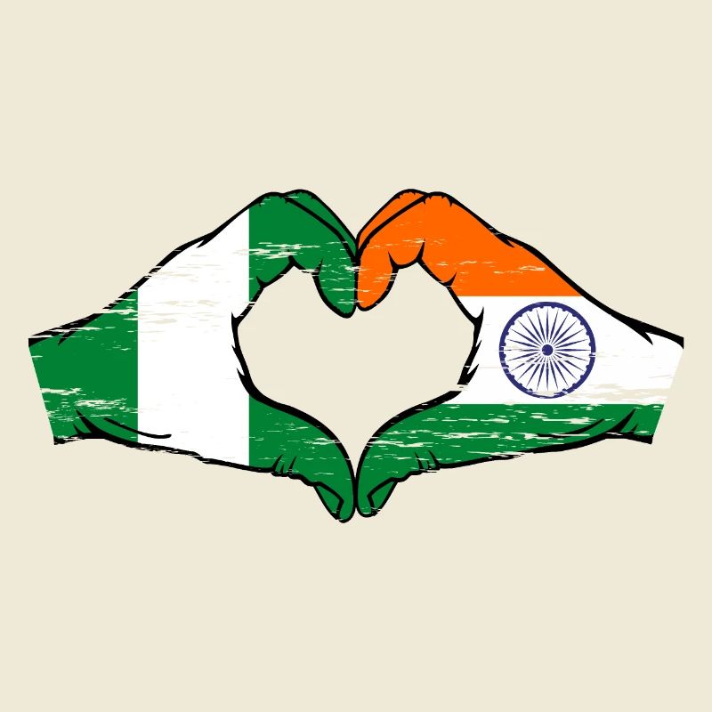Nigeria Inde drapeau mains forme de coeur utilisé