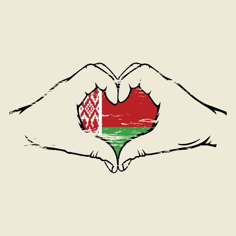 Drapeau de la Biélorussie mains forme de coeur utilisé