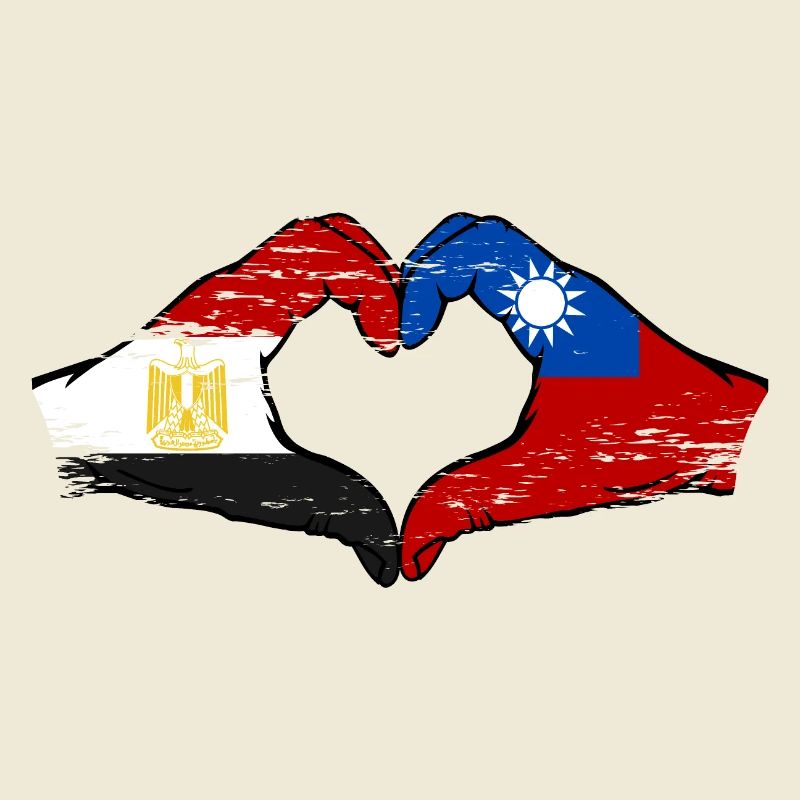 Égypte Taïwan drapeau mains forme de coeur utilisé