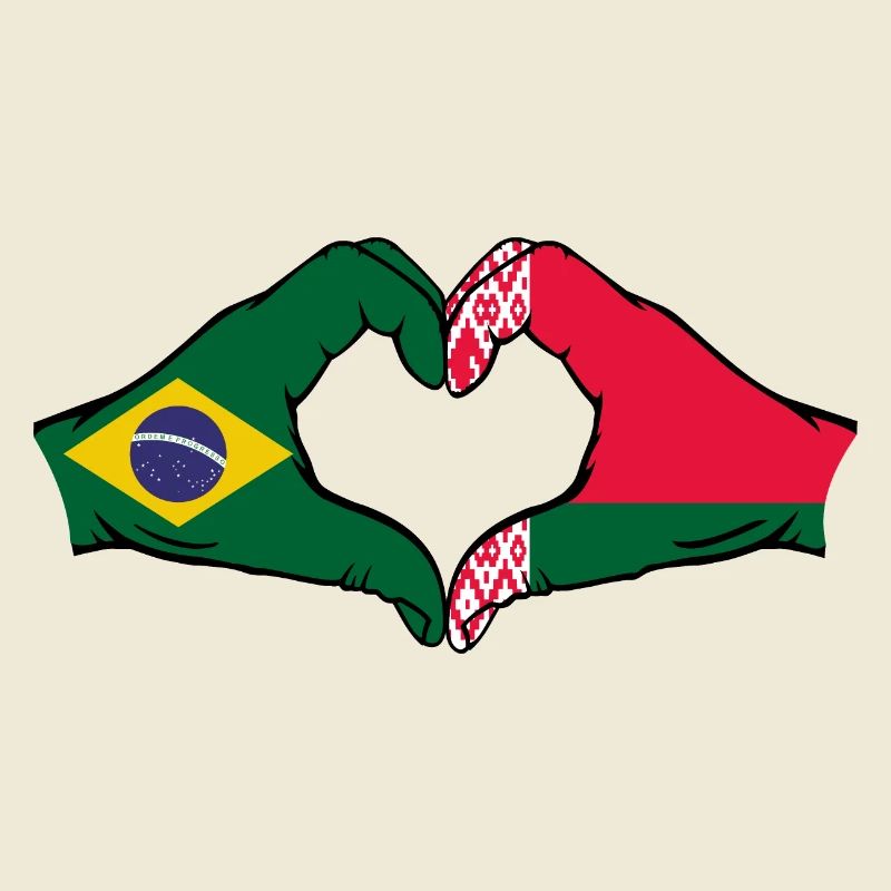 Brésil Biélorussie Drapeau Mains Coeur Forme