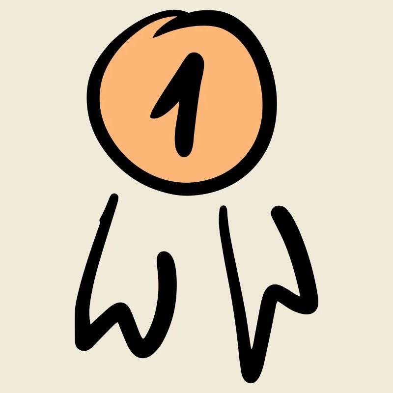 First place badge / order. Scrawl.