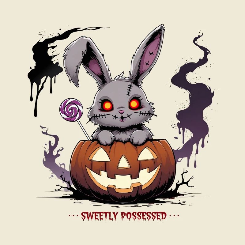 Obsessively sweet – creepy bunny in the pumpkin
