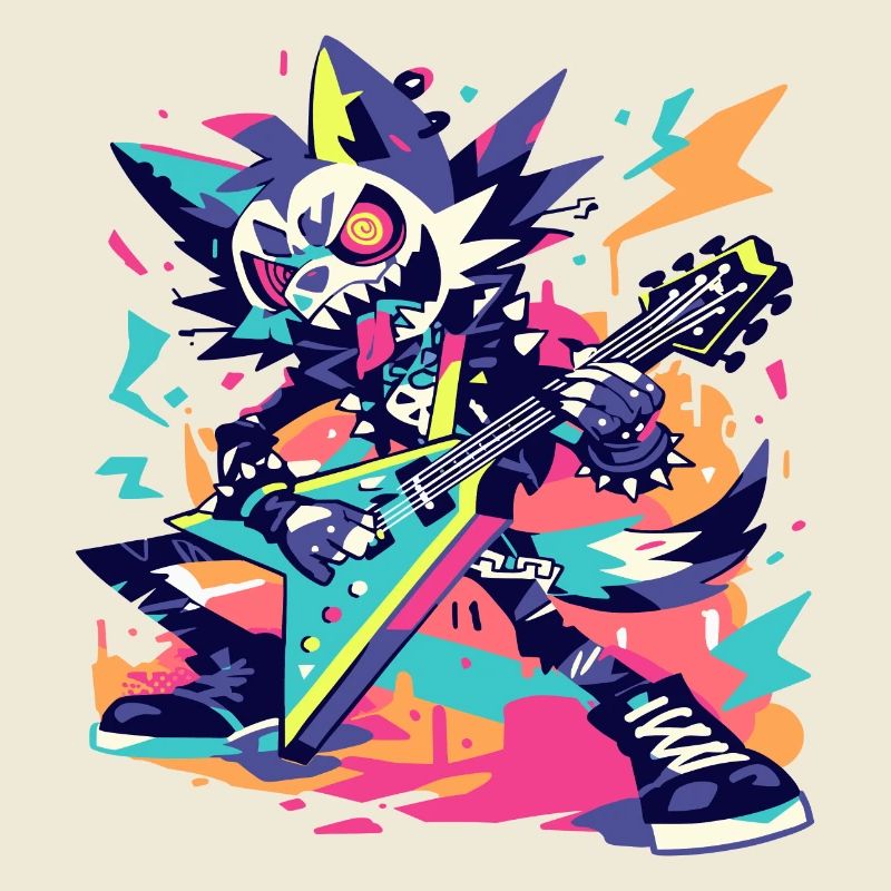 Aggressive skeleton playing pop style guitar