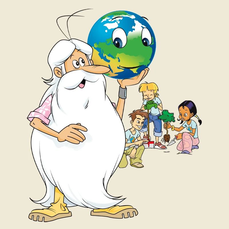 Hello Maestro avec un globe à la main