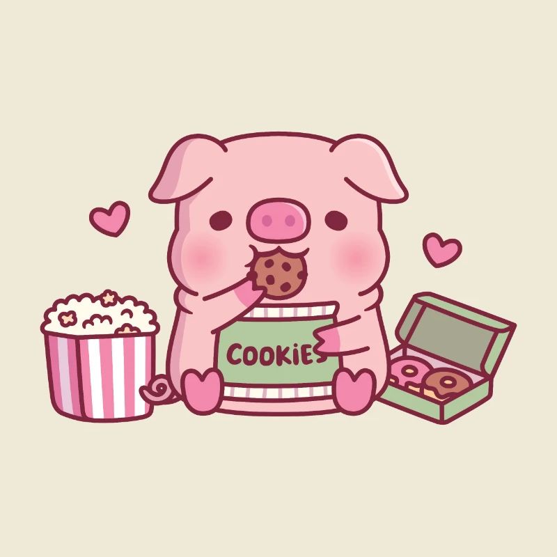 Mignon cochon grignotant des biscuits