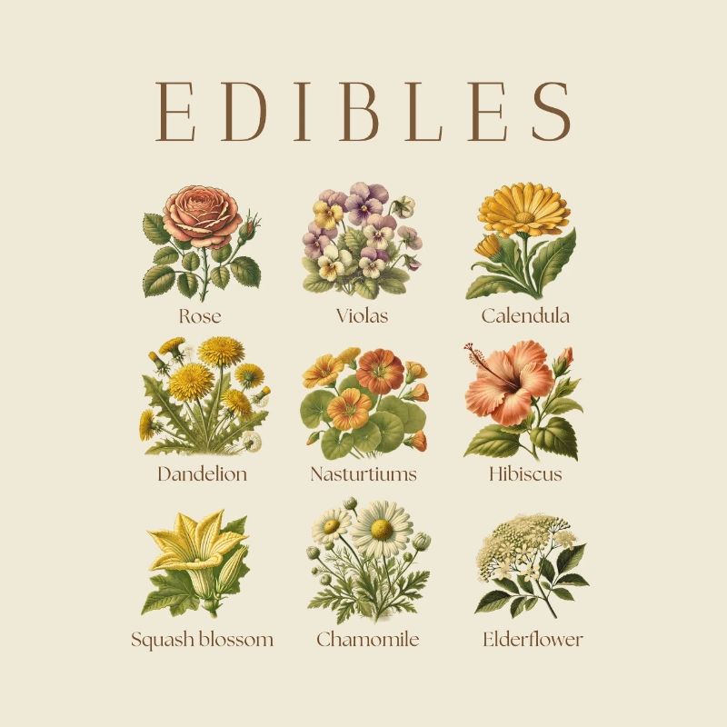 Fleurs comestibles - Impression d’art botanique