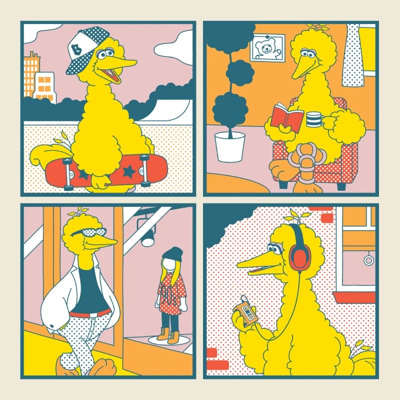 Sesamstraße Bibo Comic Kacheln