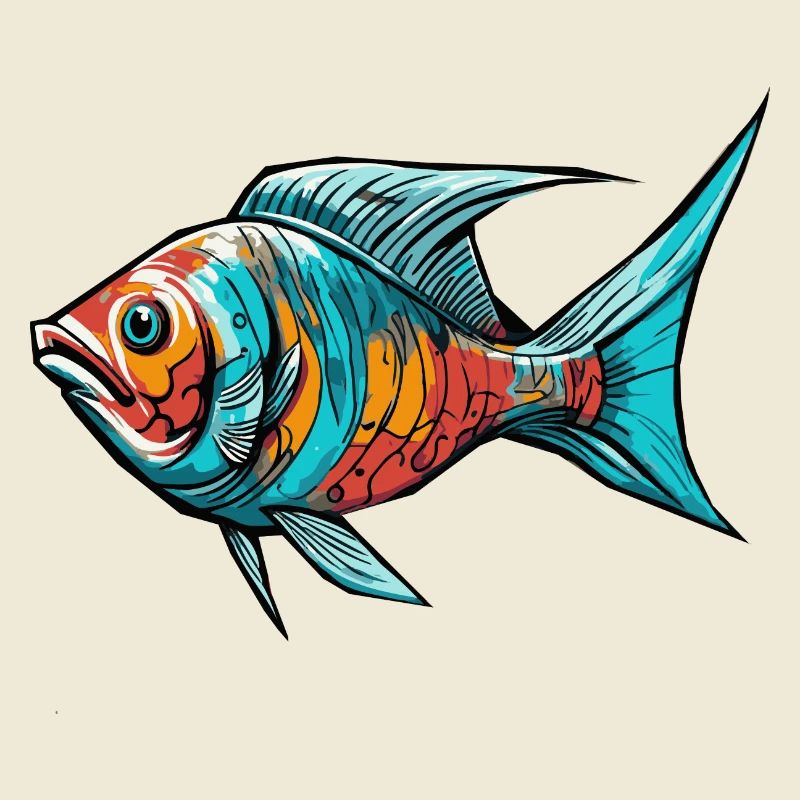 Poisson Graffiti coloré