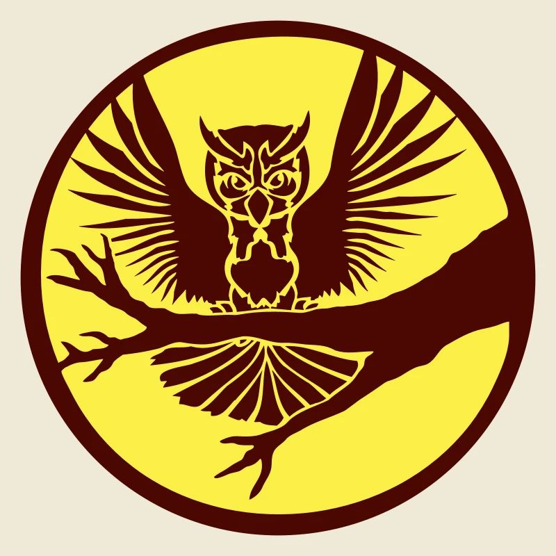 Owl Tree Branch Eagle Owl Moon Night Full Moon Round Forest