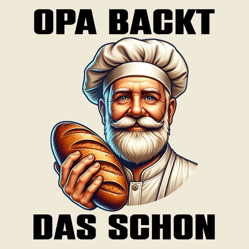 Grandpa is already baking it - baker with bread