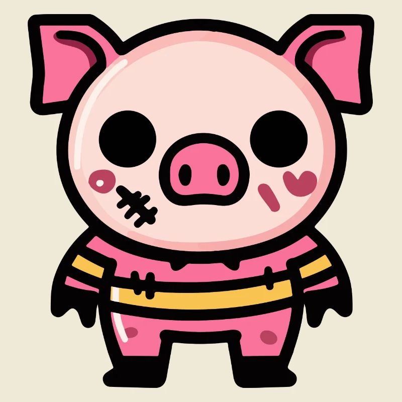 Pig Halloween Comic Zombie