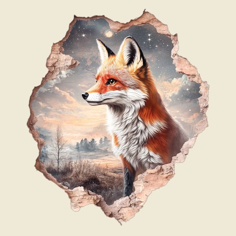 Fox and starry sky