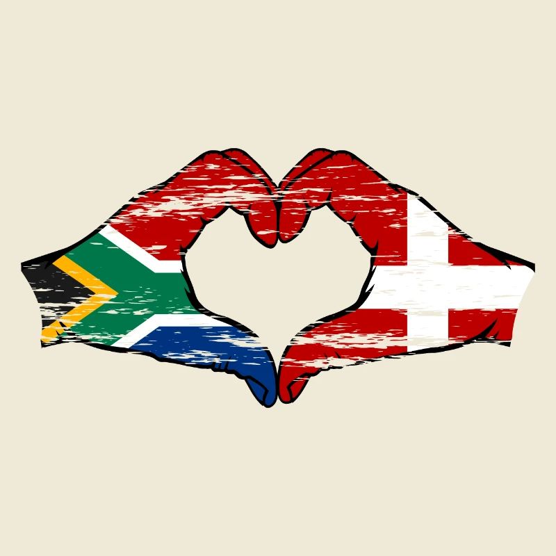 Afrique du Sud Danemark drapeau mains forme de coeur utilisé
