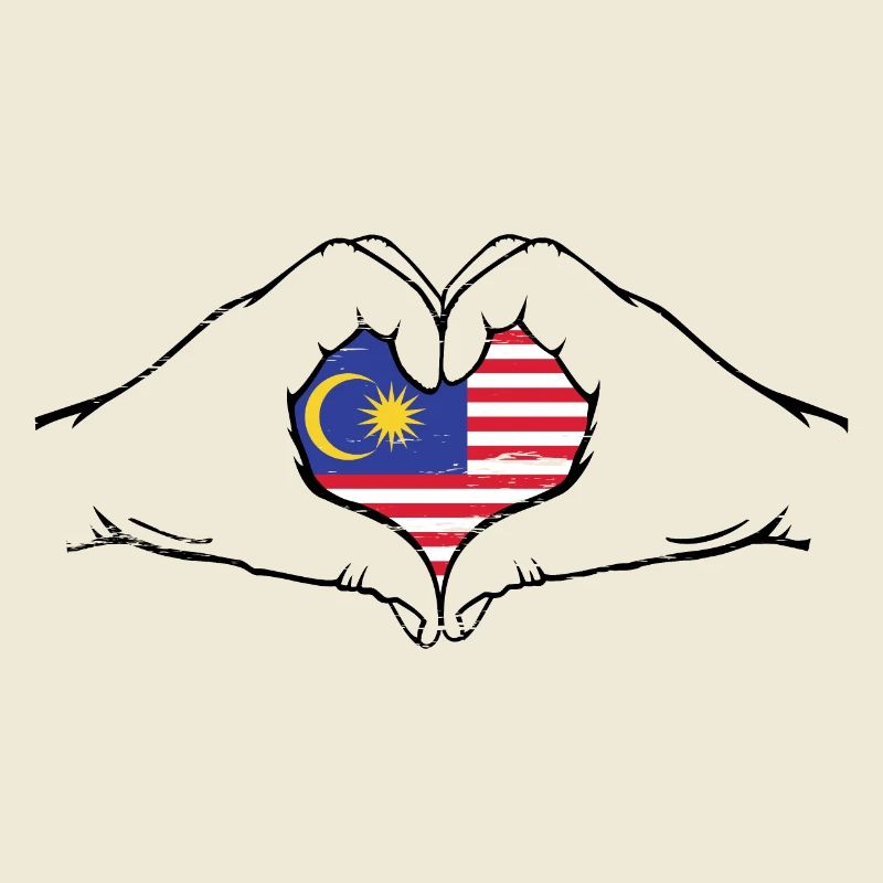Drapeau de la Malaisie mains forme de coeur utilisé