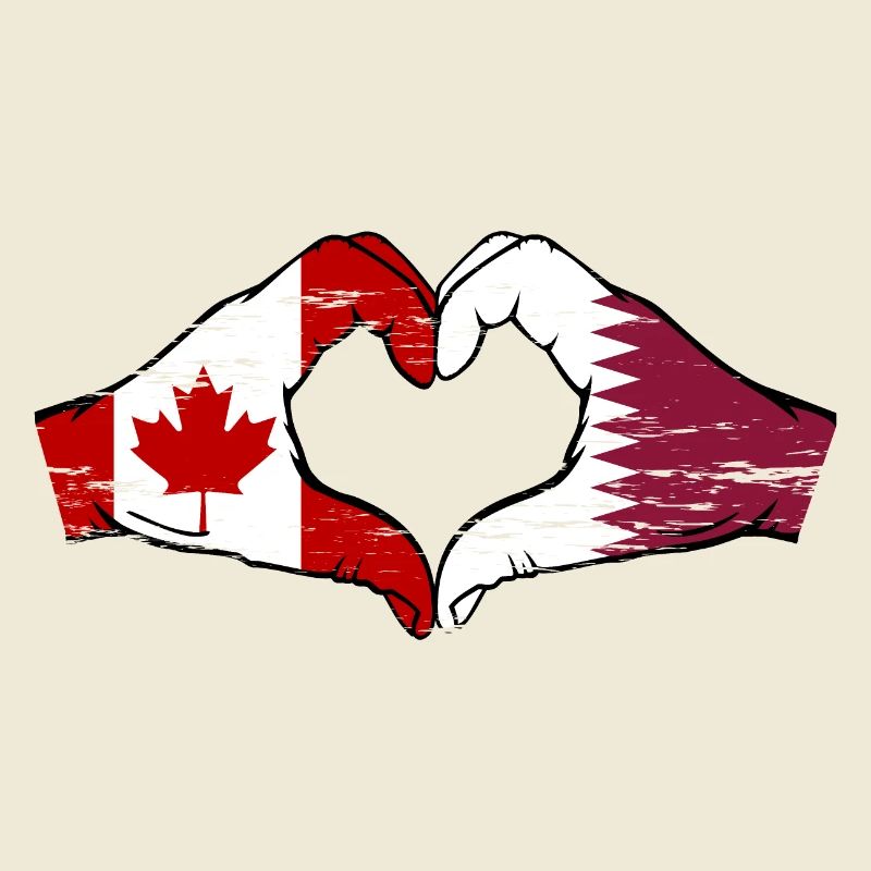 Drapeau du Canada Qatar mains forme de coeur utilisé