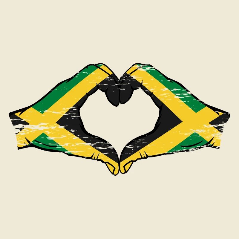 Drapeau de la Jamaïque mains forme de coeur utilisé