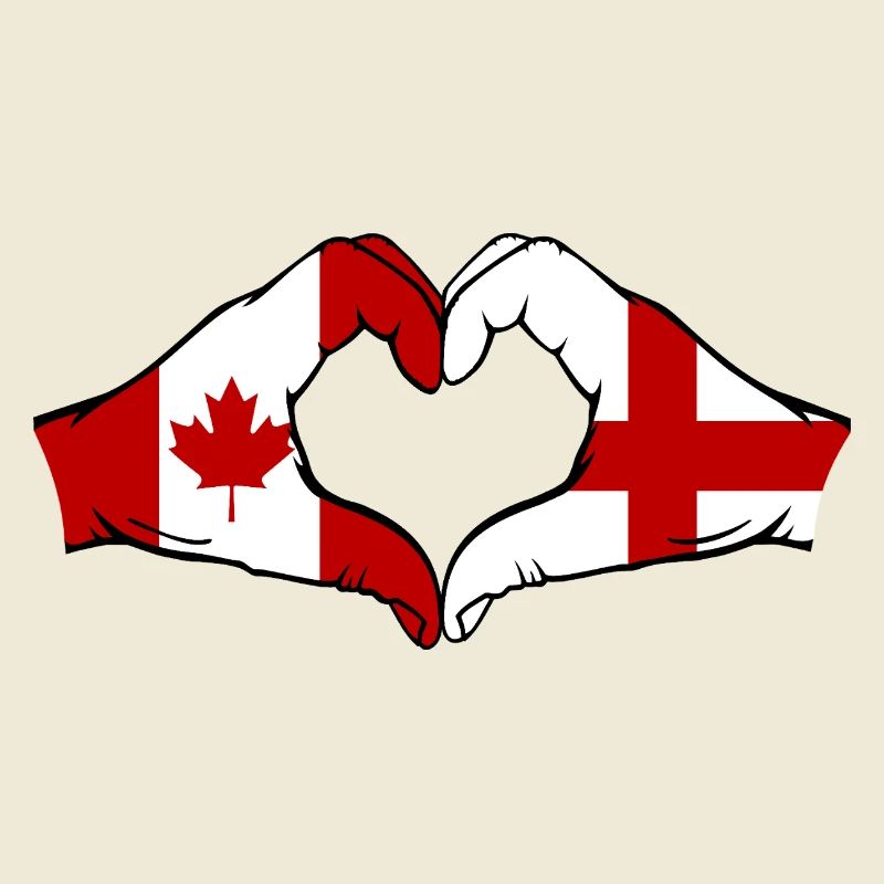 Canada Angleterre Drapeau Mains Coeur Forme