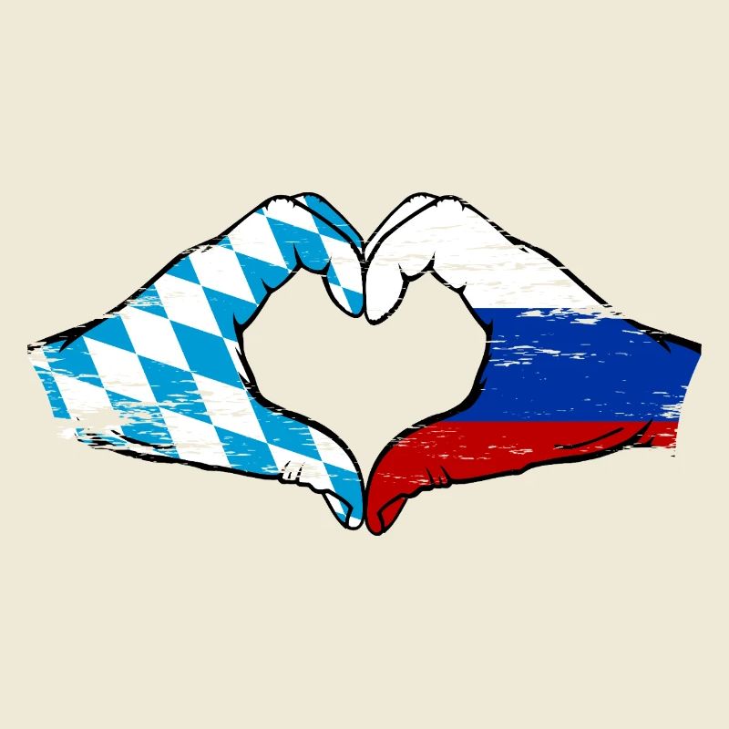 Bavière, Russie, Drapeau, Mains, Forme de coeur Utilisé