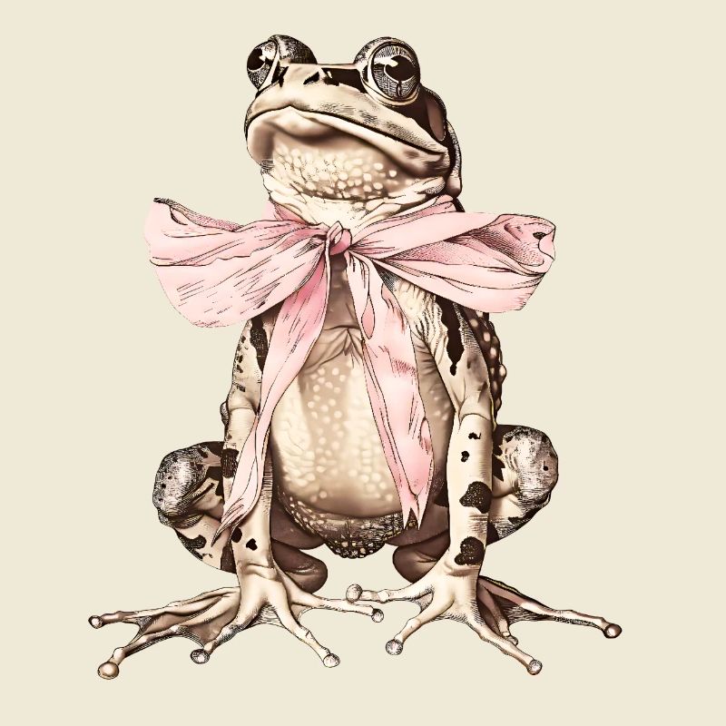 Retro Frog Shirt with Bow - Funny Toad