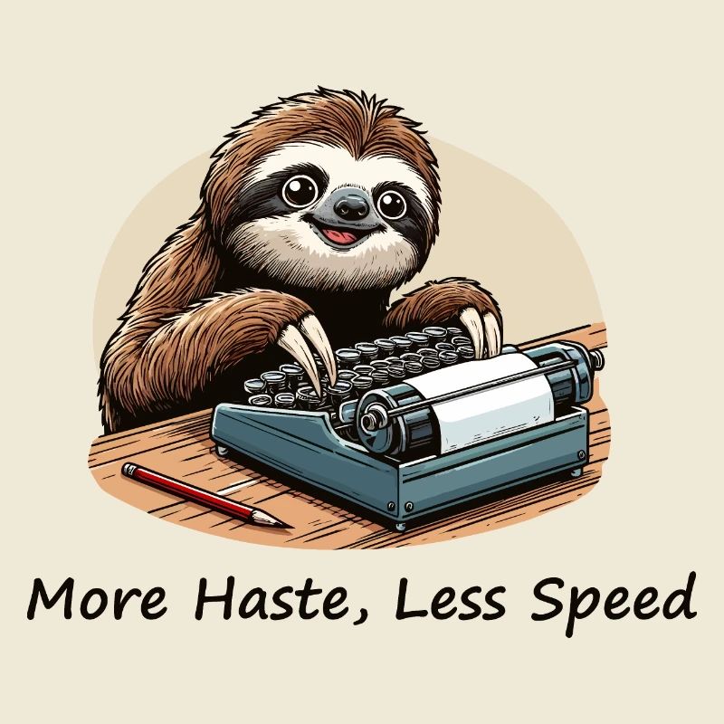 Sloth at the typewriter