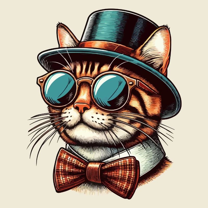 Cool Retro Bengal Cat