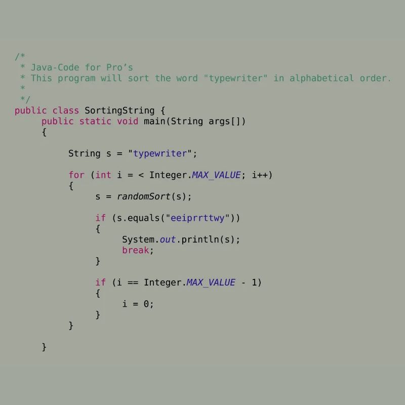 lustiger Java Code zum Sortieren