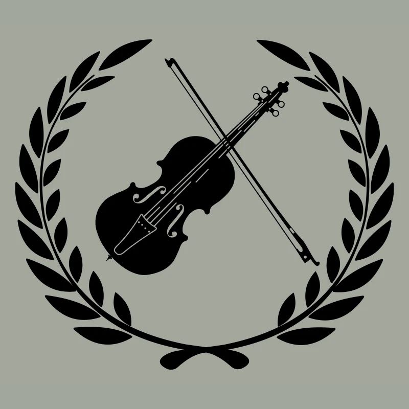 Logo de violon pour couronne de laurier