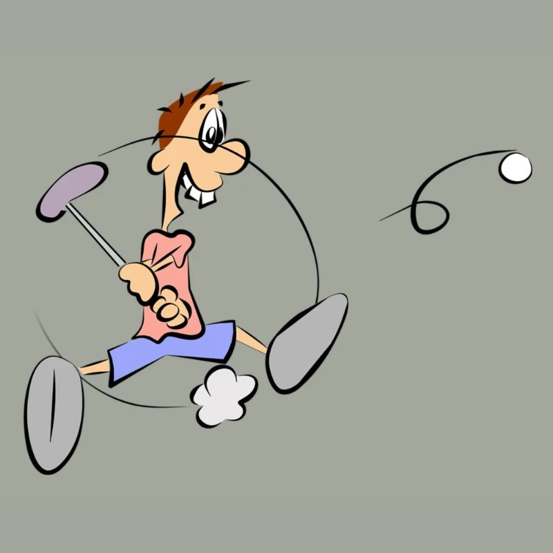 Eine Comic Figur beim Golf spielen - Geschenkidee