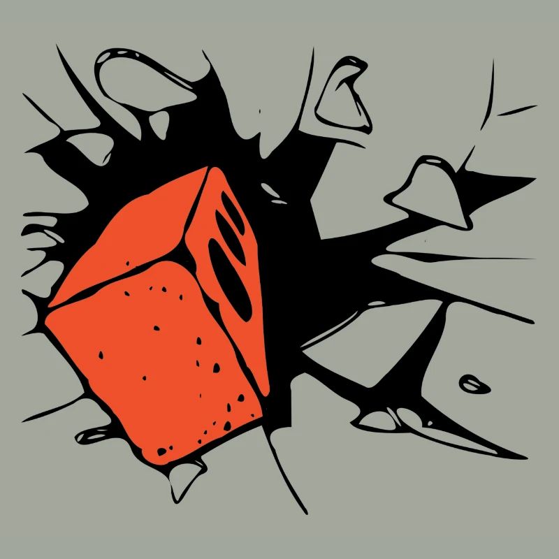 Brick crashes through