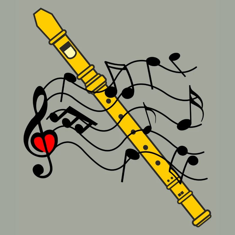 Blockflöte mit Musiknoten