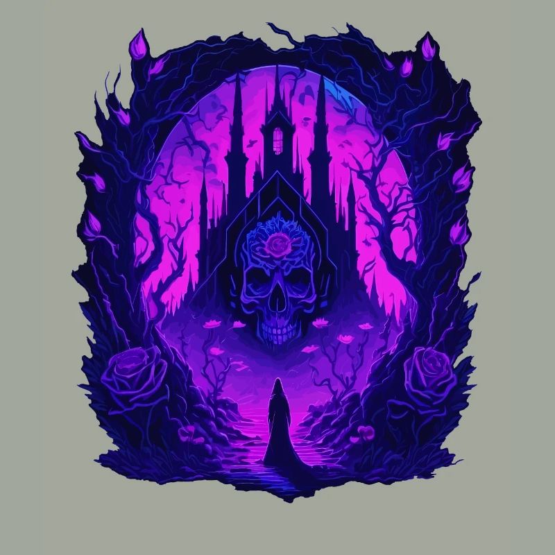 Neon Gothic Skull Architecture