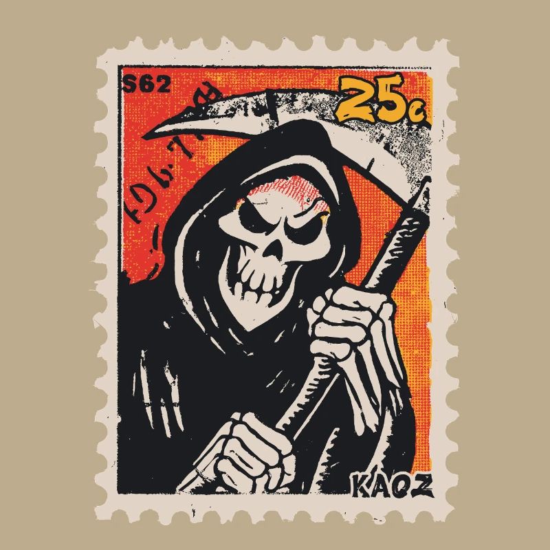 Bande dessinée Grim Reaper sur timbre-poste