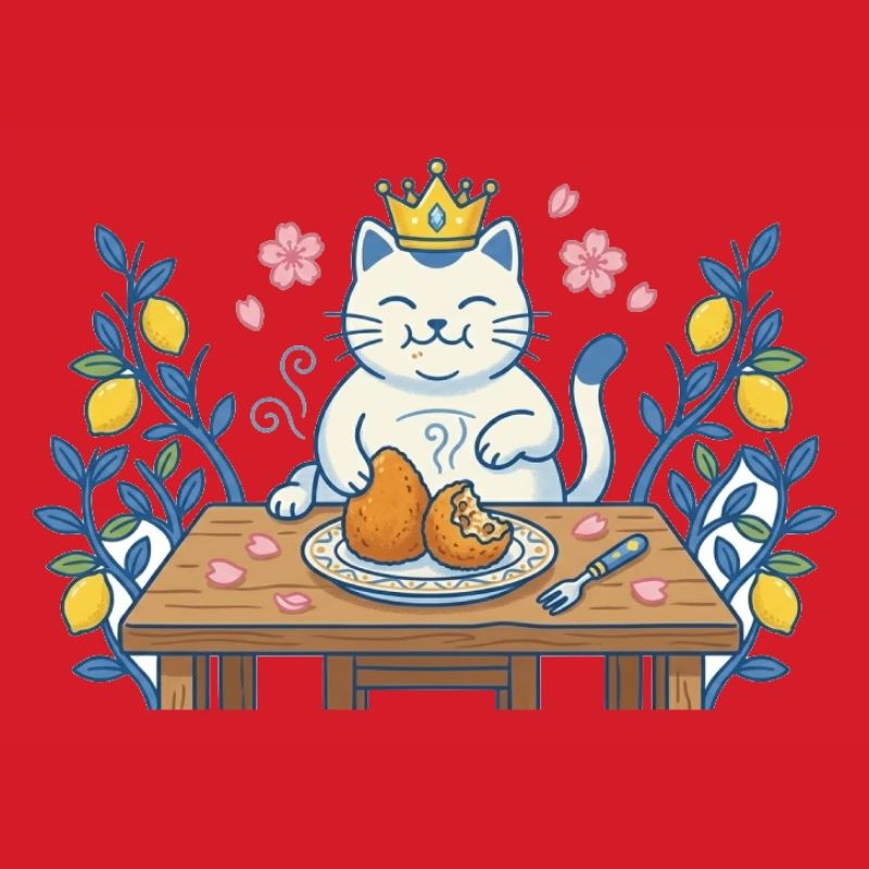 King cat at the table with kibble