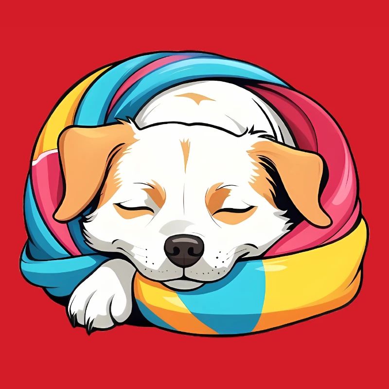 Schlummernder Welpe Regenbogen Schal
