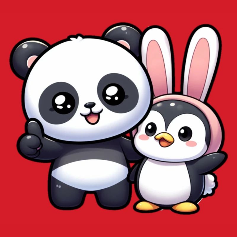 Panda und Pinguin