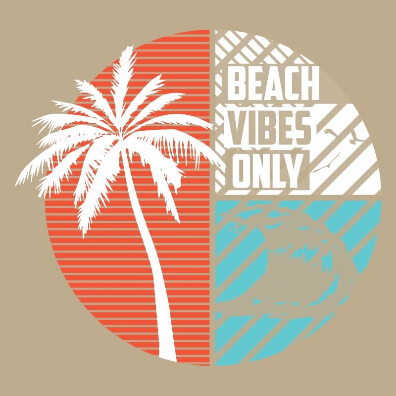 Beach Vibes Only Tropical Palm Circle Design