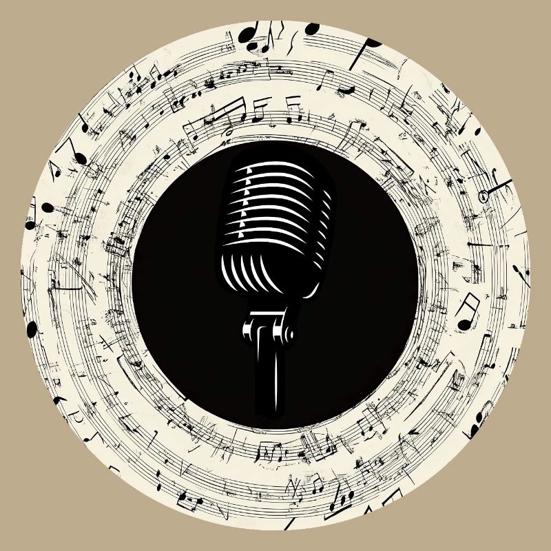 Microphone Musical Notes Art