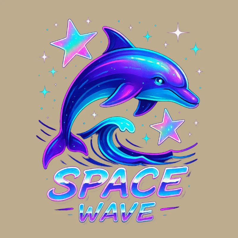 Neon Space Wave Dolphin Design