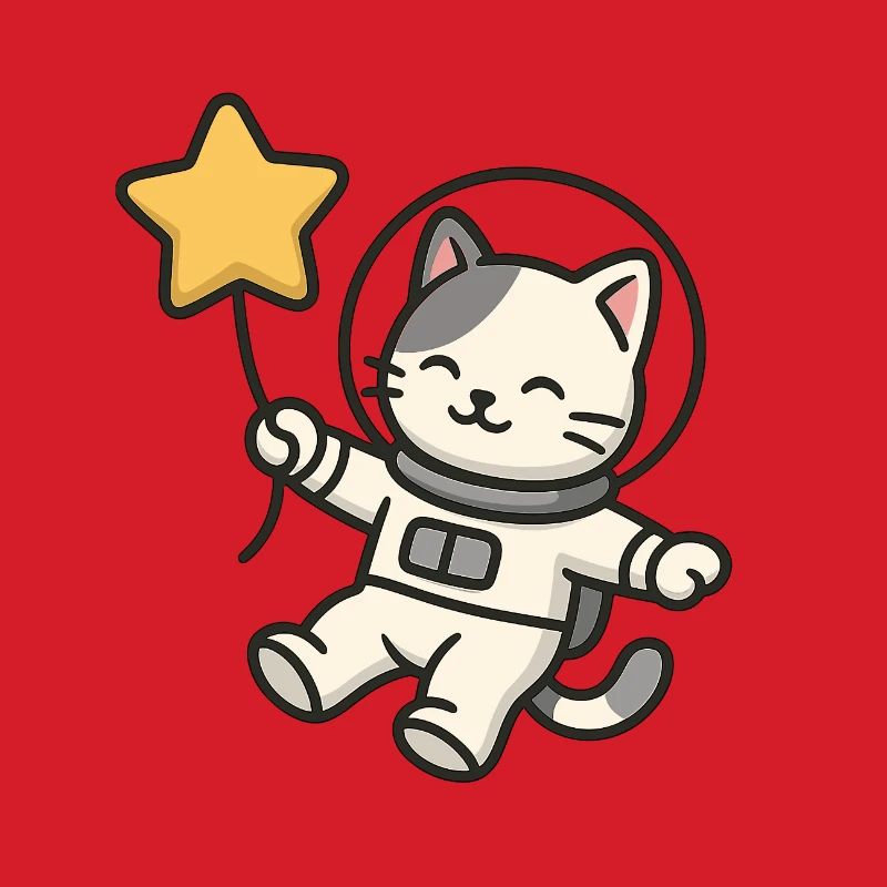 Chat astro mignon avec ballon étoile