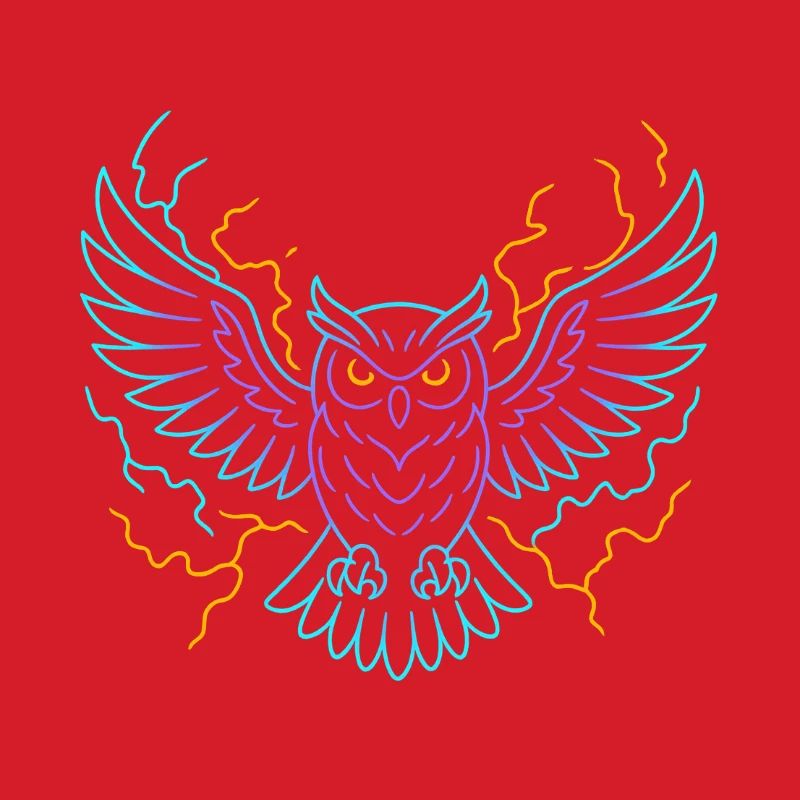 Neon-Eule mit Blitzen