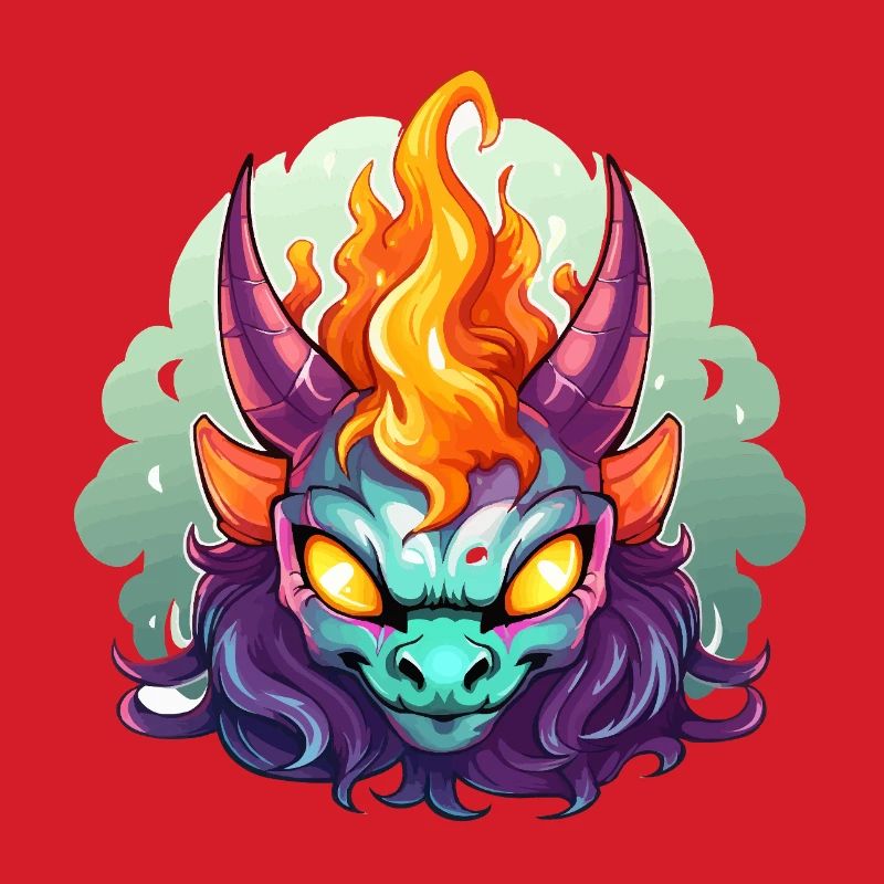 Flame Head Demon Face