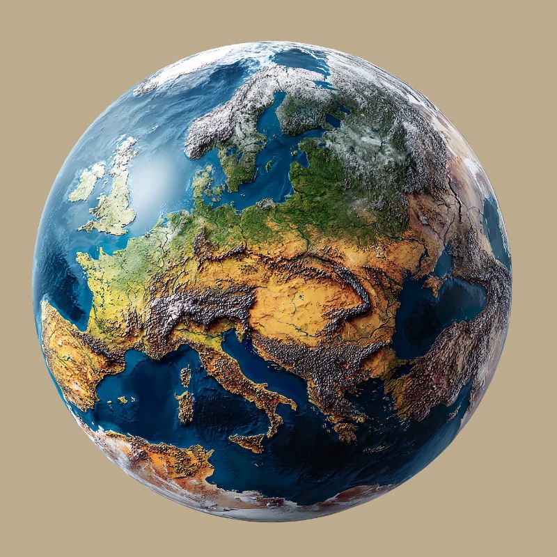 Conception du globe : paysage Europe-Asie