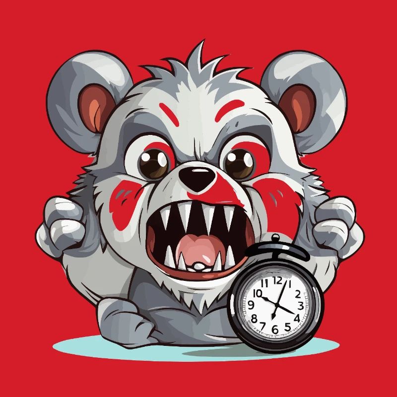Aggressiver Panda mit Wecker