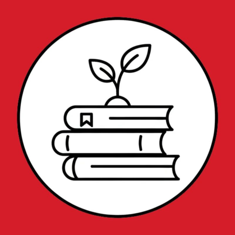 Minimalist Book Stack with Plant Cozy Reading