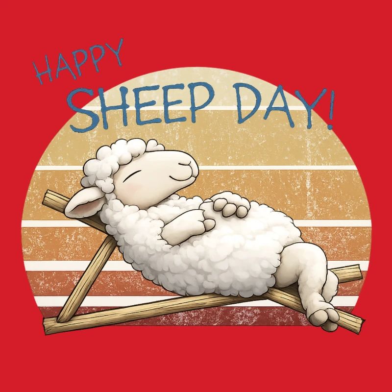 Happy Sheep Day Retro Sunset