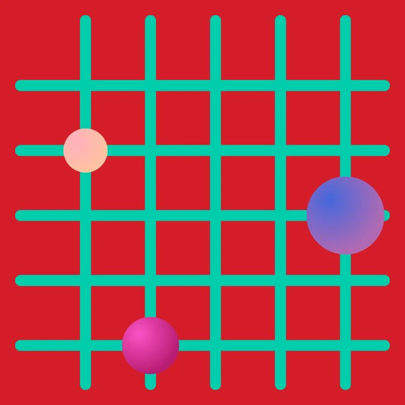 Geometrisches Grid mit Farb-Sphären