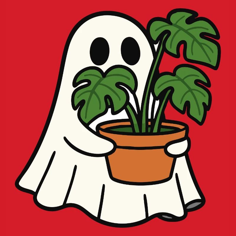 Süßes Gespenst mit Monstera Pflanze