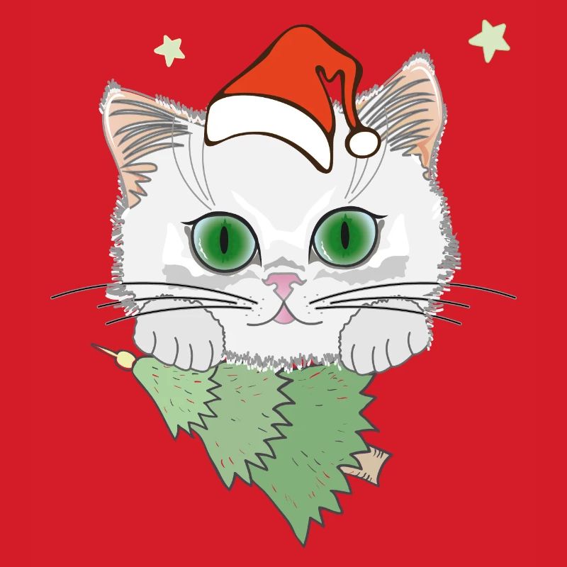 Katze mit Weihnachtsbaum
